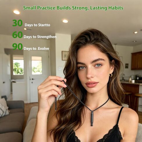 Anxiety Breathing Necklace with Resistance, Portable Breathlace for Anxiety Relief & Meditation, Includes 4 pcs Flavoured Replacement Filters for Calm Focus & Mindful Relaxation(Black) in Saudi Arabia