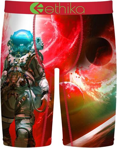 ملابس داخلية بوكسر رجالي من Ethika بطول الركبة، ملابس داخلية قابلة للتمدد في 4 اتجاهات مع مطبوعات جرافيكية in Kuwait