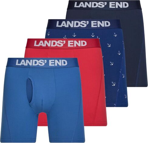 Lands' End Mens Underwear 4 Pack Mens Boxer Briefs for Men Breathable Double Brushed Polyester in Kuwait