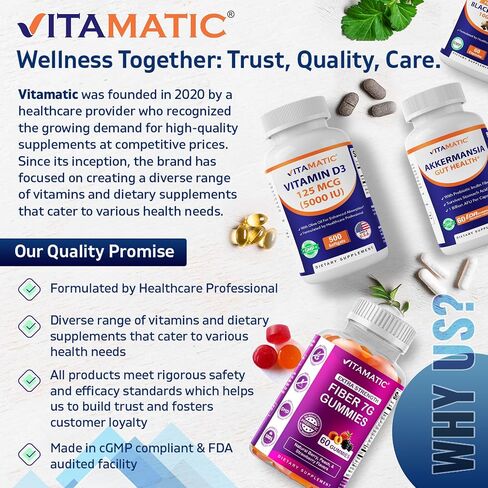 Vitamatic Zinc Carnosine with L. Reuteri 10 Billion CFU & Prebiotic Inulin 264 mg Digestive & Gut Health Support* - GI Tract Supplement – 120 Delayed-Release Capsules in Kuwait