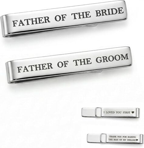 Father Of The Groom and Bride Gifts Groomsmen Gifts from Bride Wedding Tie Clip White Gold Plated Tie Clips Stainless Steel Tie Bars in Saudi Arabia