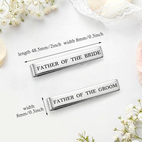 Father Of The Groom and Bride Gifts Groomsmen Gifts from Bride Wedding Tie Clip White Gold Plated Tie Clips Stainless Steel Tie Bars in Saudi Arabia