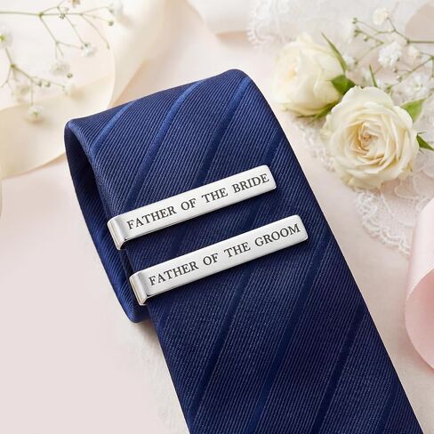 Father Of The Groom and Bride Gifts Groomsmen Gifts from Bride Wedding Tie Clip White Gold Plated Tie Clips Stainless Steel Tie Bars in Saudi Arabia