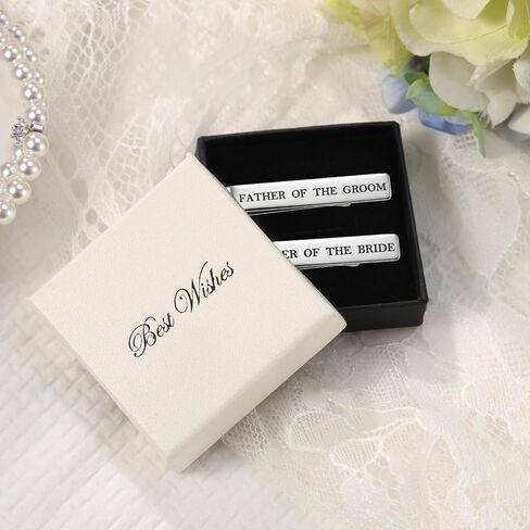 Father Of The Groom and Bride Gifts Groomsmen Gifts from Bride Wedding Tie Clip White Gold Plated Tie Clips Stainless Steel Tie Bars in Saudi Arabia
