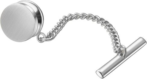 Silve Gold Black Tie Clip For Men With Chain Round Tie Tacks For Men Wedding in Saudi Arabia