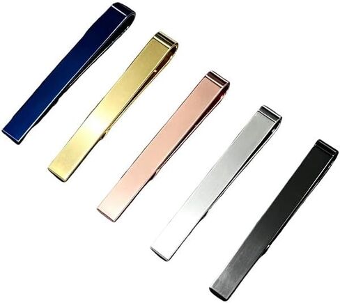 Tie Clips for Men, 5 Modern Colors Elegant Tie Bar Slim Necktie Clasp Durable Tie Tacks for Wedding Business Daily Wear, Ideal Gift for Dad Husband Boyfriend. in Saudi Arabia