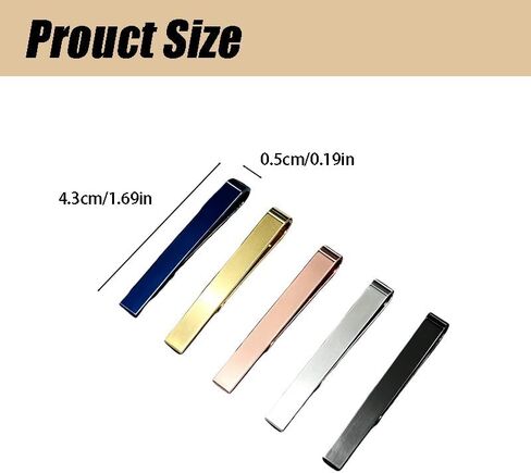 Tie Clips for Men, 5 Modern Colors Elegant Tie Bar Slim Necktie Clasp Durable Tie Tacks for Wedding Business Daily Wear, Ideal Gift for Dad Husband Boyfriend. in Saudi Arabia