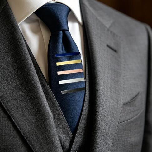Tie Clips for Men, 5 Modern Colors Elegant Tie Bar Slim Necktie Clasp Durable Tie Tacks for Wedding Business Daily Wear, Ideal Gift for Dad Husband Boyfriend. in Saudi Arabia