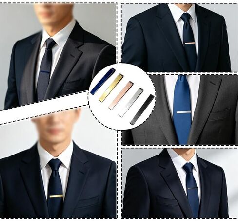 Tie Clips for Men, 5 Modern Colors Elegant Tie Bar Slim Necktie Clasp Durable Tie Tacks for Wedding Business Daily Wear, Ideal Gift for Dad Husband Boyfriend. in Saudi Arabia