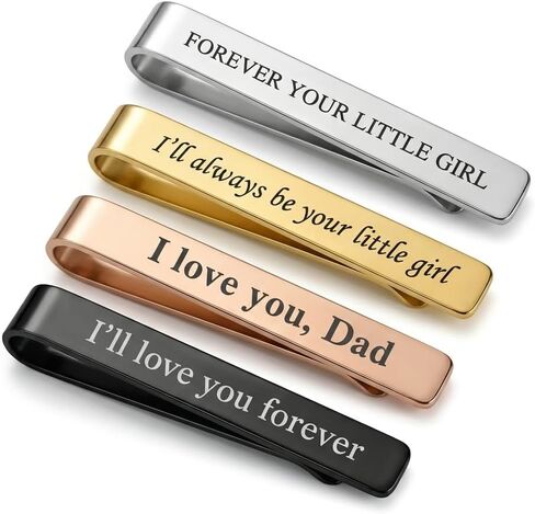 Personalized Tie Clip for Dad, Custom Engraved Tie Clips, Father Day Gifts for Men, Father of the Bride Gifts, Wedding Keepsake in Kuwait