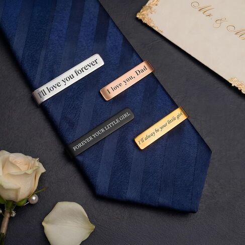 Personalized Tie Clip for Dad, Custom Engraved Tie Clips, Father Day Gifts for Men, Father of the Bride Gifts, Wedding Keepsake in Kuwait