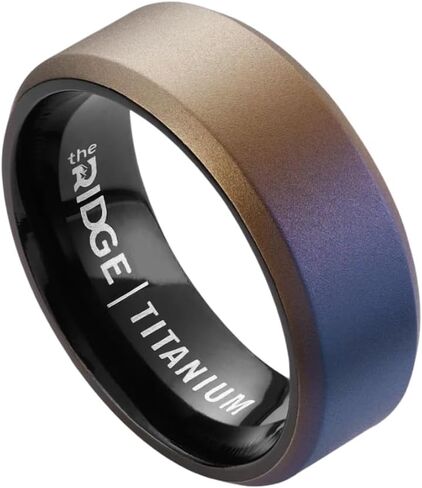 Ridge 8mm Beveled Tungsten Rings For Men - Dual Band Metal Wedding Ring & Silicone Ring, Scratch-Resistant PVD Coating, Convex No-Pinch Fit, Includes Extra Silicone Band (Burnt Titanium, 12.5) in Kuwait