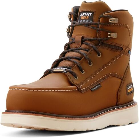 حذاء ARIAT Rebar Wedge Moc Toe 6 بوصات مقاوم للماء مركب عند الأصابع in Kuwait