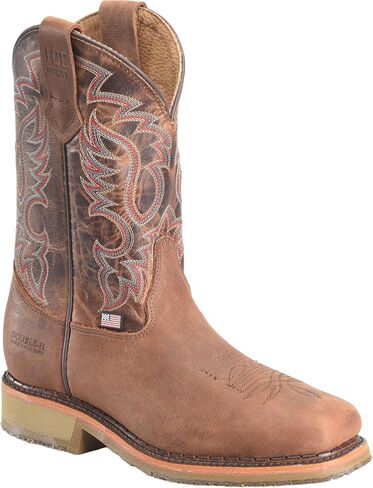 DOUBLE-H Mens 11" Union Built Safety Toe Roper Western-Boot, Durable Leather, Slip-Resistant, Steel Toe, Work Boots for Men in Kuwait