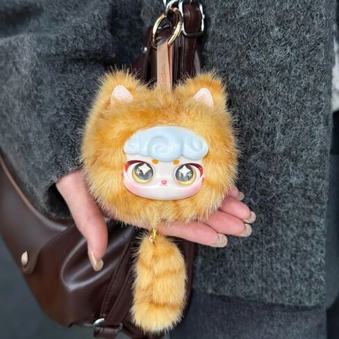 Lucky Meow IV Blind Box Keychain لطيف محشوة القط كيرينغ مع عيون النجوم، رقيق Kawaii حقيبة سحر الملحقات، هدايا عيد ميلاد مثالية لمحبي القطط والفتيات والنساء in Kuwait