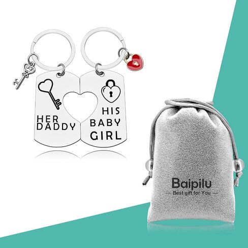 Baipilu الأب ابنة هدية الأب طفلة مجموعة المفاتيح زوجين سلسلة المفاتيح مجموعة له والدها مفتاح سلسلة لطفلة هدايا الأب من ابنة عيد الميلاد عيد الحب هدية عيد ميلاد للأب in Kuwait