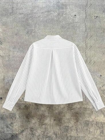GORGLITTER Men's Long Sleeve Cropped Button Up Shirts Striped Oversized Boxy Button Down Casual Shirt Streetwear in Saudi Arabia