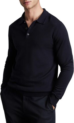 REISS Mens' Trafford LS Merino Button Polo in Saudi Arabia