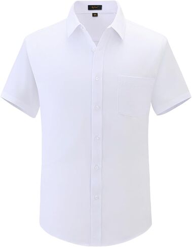Dress Shirts for Men Big and Tall (XL Big-6XL Big Tall) Button Down Short Sleeve Business Casual Collared Shirt in Kuwait
