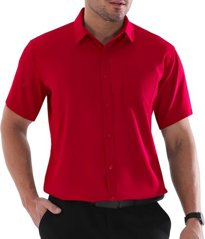Dress Shirts for Men Big and Tall (XL Big-6XL Big Tall) Button Down Short Sleeve Business Casual Collared Shirt in Kuwait