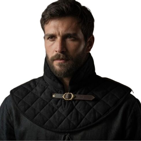 Viking Oaks LLC® Medieval Quilted Gambeson Collar, Padded Arming Gorget with Leather Buckle for LARP, Reenactment & SCA in Kuwait