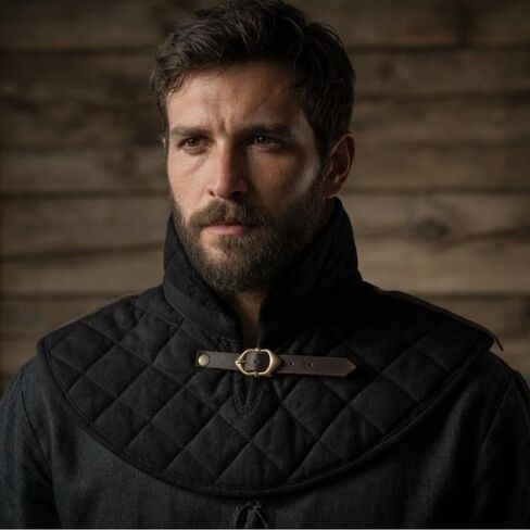 Viking Oaks LLC® Medieval Quilted Gambeson Collar, Padded Arming Gorget with Leather Buckle for LARP, Reenactment & SCA in Kuwait