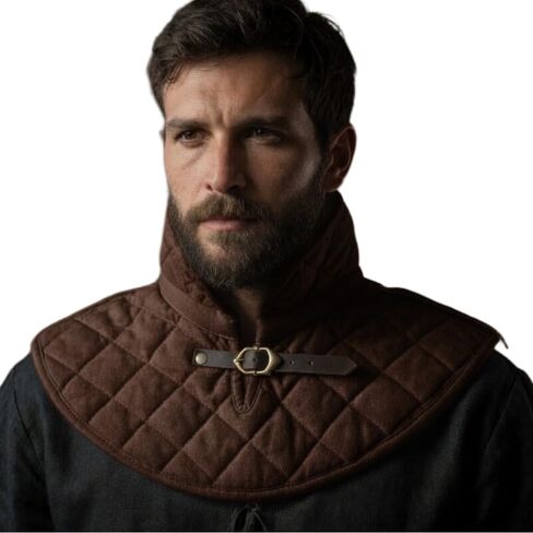 Viking Oaks LLC® Medieval Quilted Gambeson Collar, Padded Arming Gorget with Leather Buckle for LARP, Reenactment & SCA in Kuwait