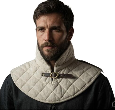 Viking Oaks LLC® Medieval Quilted Gambeson Collar, Padded Arming Gorget with Leather Buckle for LARP, Reenactment & SCA in Kuwait