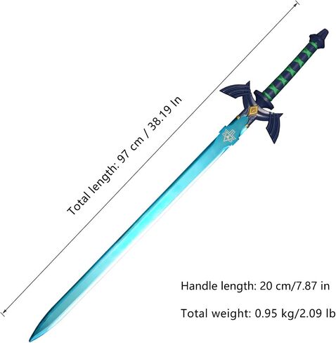 Master Sword Samurai Real Metal Skyward Sword Japanese Anime Swords Game Cosplay Full Tang Blue Sheathless Blue in Saudi Arabia