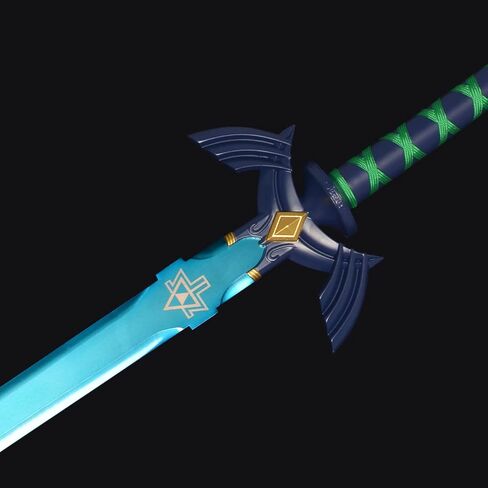 Master Sword Samurai Real Metal Skyward Sword Japanese Anime Swords Game Cosplay Full Tang Blue Sheathless Blue in Saudi Arabia