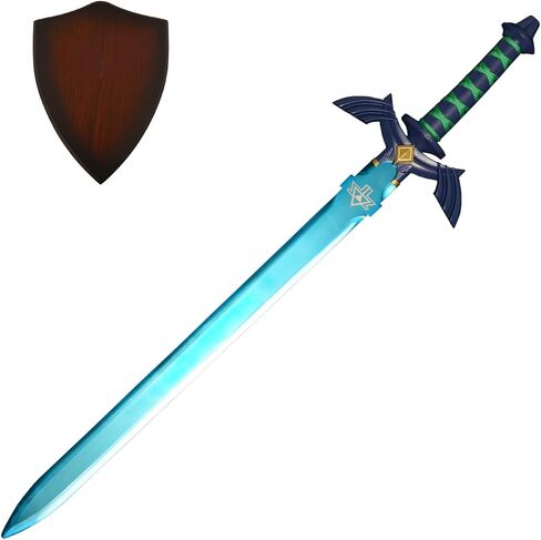 Master Sword Samurai Real Metal Skyward Sword Japanese Anime Swords Game Cosplay Full Tang Blue Sheathless Blue in Saudi Arabia