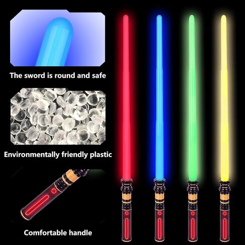 YOFOTHS 4PACK Light Up Sabers, Light up Sword for Kids with FX Sound, Expandable Light Up Saber for Cosplay Halloween Dress Up Parties Birthday Christmas in Saudi Arabia
