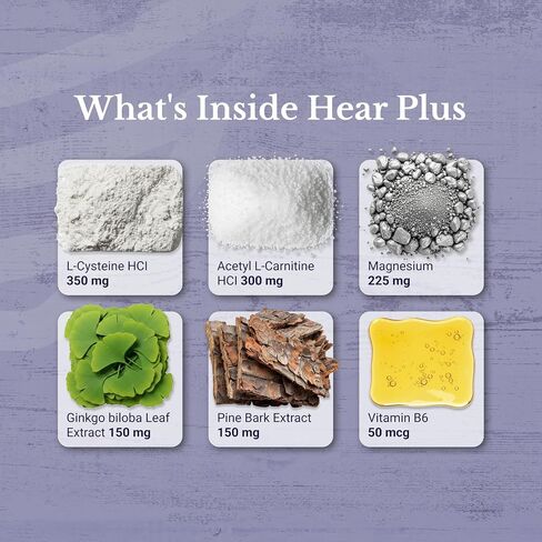 Hear Plus - Tinnitus Supplement - Advanced Hearing Formula for Ringing Ears with Ginkgo Biloba, Pine Bark Extract & Magnesium - 120 Capsules in Saudi Arabia