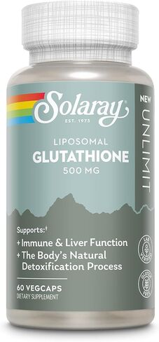SOLARAY Liposomal Glutathione 500 mg - مكمل مضاد للأكسدة ودعم المناعة - إزالة السموم ودعم الكبد - مكمل الجلوتاثيون الشحمي - نباتي وخالي من الغلوتين - 30 وجبة، 60 كبسولة نباتية in Kuwait