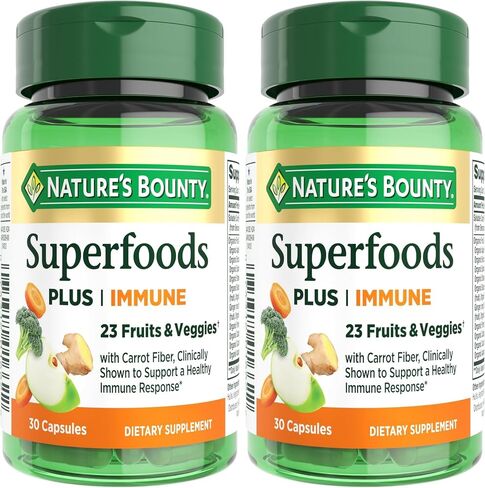 Nature’s Bounty Superfoods Plus Immune for Immune Support plus Fruits and Vegetables Supplement, Superfood, 30 Capsules in Kuwait