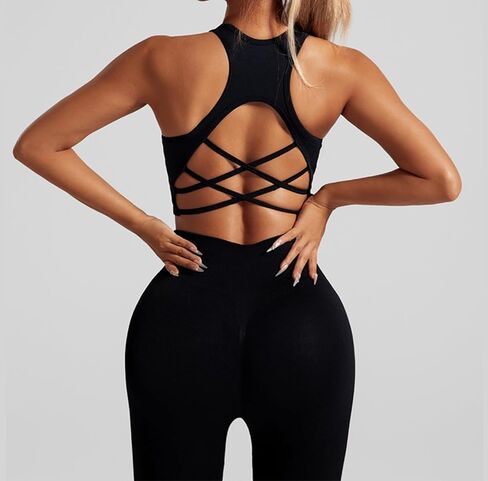 Women's 2 Piece Workout Set Seamless Crisscross Back Sport Bra and High Waist Butt Lifting Leggings Quick-Dry Yoga Activewear in Kuwait