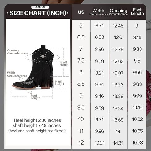 LOCERICH Cowboy Boots for Women, Cowgirl Shoes with Tassel Cowgirl Boots with Fringe Pointed Toe Western Chunky Heel in Saudi Arabia