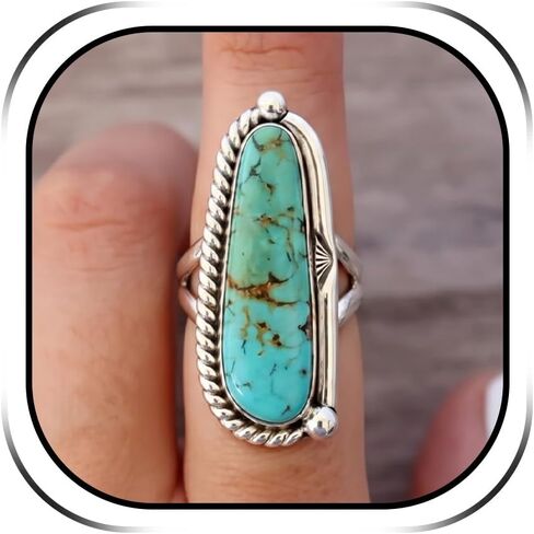 Turquoise Ring Boho Western Jewelry Chunky Thumb Statement Ring Dainty Simple Finger Open Jewelry Gift for Women Boho Dresses Accessories in Kuwait