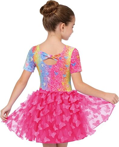 Funnycokid Dance Leotard for Girls Ballet Leotards with Skirt Toddler Ballerina Outfits Butterflies in Kuwait