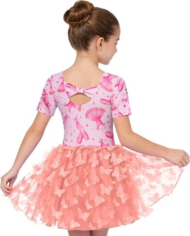 Funnycokid Dance Leotard for Girls Ballet Leotards with Skirt Toddler Ballerina Outfits Butterflies in Kuwait