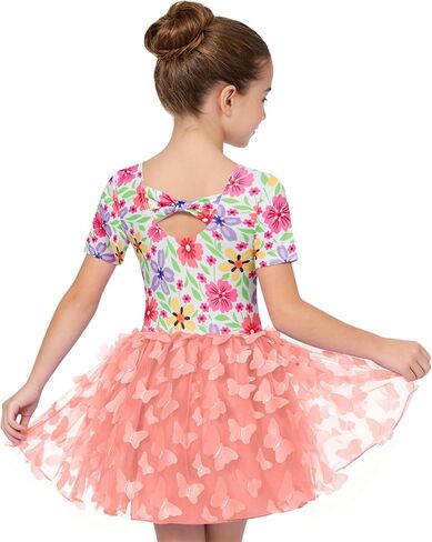 Funnycokid Dance Leotard for Girls Ballet Leotards with Skirt Toddler Ballerina Outfits Butterflies in Kuwait