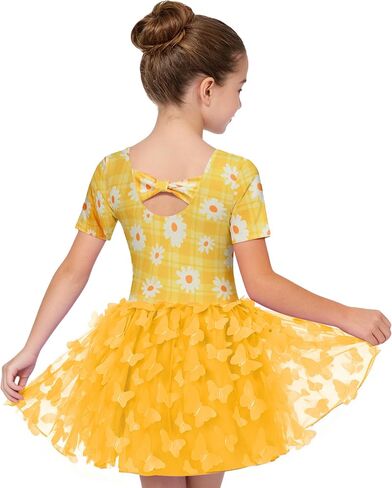 Funnycokid Dance Leotard for Girls Ballet Leotards with Skirt Toddler Ballerina Outfits Butterflies in Kuwait