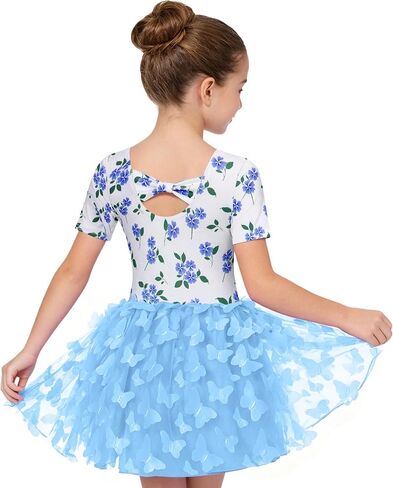 Funnycokid Dance Leotard for Girls Ballet Leotards with Skirt Toddler Ballerina Outfits Butterflies in Kuwait