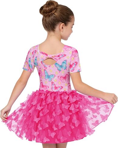 Funnycokid Dance Leotard for Girls Ballet Leotards with Skirt Toddler Ballerina Outfits Butterflies in Kuwait