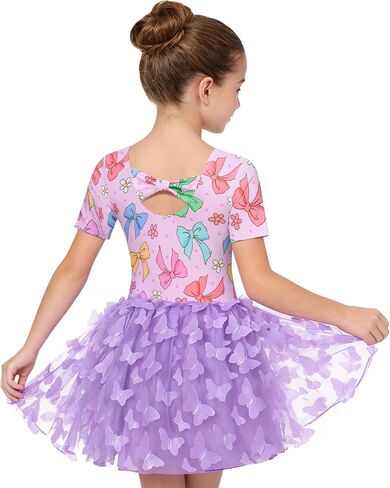 Funnycokid Dance Leotard for Girls Ballet Leotards with Skirt Toddler Ballerina Outfits Butterflies in Kuwait