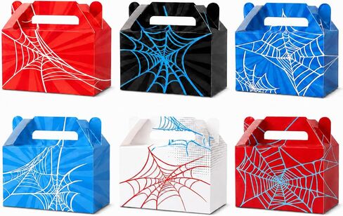 12PCS Spider Party Fords Boxes Spider Web Paper Box مربعات عيد ميلاد اللوازم الأزرق الأزرق الأسود الصناديق الصناديق للهدايا للأطفال in Kuwait
