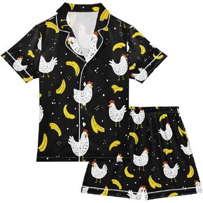 Silk Pajamas Sets Soft Satin 2 Piece Pjs Set Short Sleeve Sleepwear Nightwear in Saudi Arabia