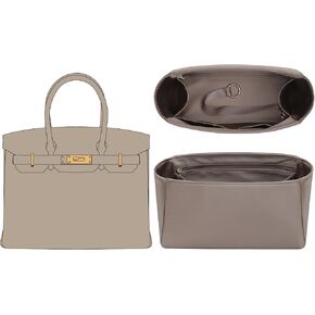 Premium Silky Birkin 35 Insert Organizer - Smooth Stain Fabric Purse Organizer for Hermes Birkin 35 - Ultra-light & Soft Touch - Luxury Inner Shapers for Women's Tote Handbag(Black,BR35) in Saudi Arabia