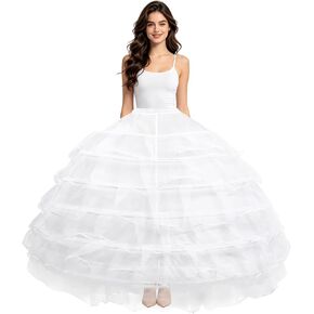 Petticoats for Women Plus Size A-line 6 Hoop 6 Layered Tulle Petticoat,Floor Length Crinoline Underskirt White for Wedding Bridal Ball Gown in Saudi Arabia