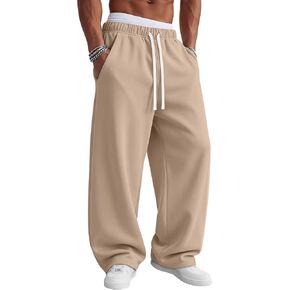 Men's Baggy Sweatpants Athletic Wide Leg Drawstring Elastic Waist Open Bottom Lounge Joggers Pants with Pockets in Kuwait